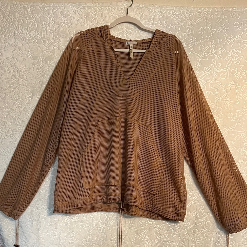 FP Movement by Free People Mesh Hooded Swim Coverup in Taupe